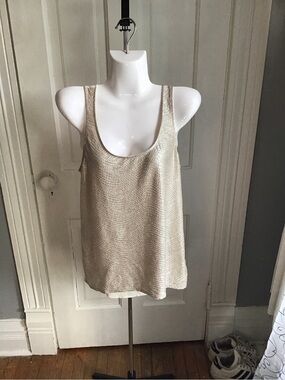 Express Metallic Cream Scoop Neck Tank